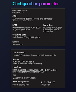 Mini PC para Juegos AMD Ryzen 3/5/7 3200U 2700U 3750H, Gráficos Radeon Vega de 8 Núcleos, WIFI, DDR4, <span class=keywords><strong>M</strong></span>.2 NVME, TPM 2.0, Windows 10/11 - Product Image 5