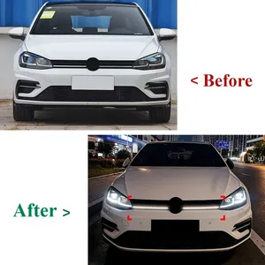 Grille de radiateur de pare-chocs avant pour Golf 7.5 Golf MK7.5 2017-2019 avec protection LED Racing et kit carrosserie - Product Image 2