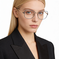 Nuevo Modelo SENSE 955201, Diseño de Lujo, Fabricación OEM y ODM, Logotipo Personalizado, Montura de Gafas Ópticas de Metal con Forma de Mariposa para Mujer