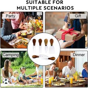 <span class=keywords><strong>Set</strong></span> di 6 <span class=keywords><strong>coltelli</strong></span> da formaggio unici con manico in legno di bambù e lama in acciaio inossidabile, per formaggio e tagliapizza - Product Image 6