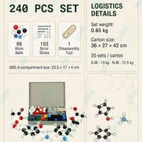 Versión Mejorada, 240 Piezas, Kit de Química para Modelar Estructuras Moleculares con Vínculos en V, Cortos, Medianos y Largos
