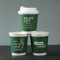 Gobelets à café jetables en papier kraft à double paroi du fabricant, tailles 8oz, 10oz, 12oz avec style gaufré