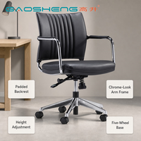 Chaise de bureau ergonomique moderne de luxe confortable en cuir PU, inclinable, avec dossier réglable en hauteur et pivotante