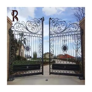 Rising Custom Windproof Modern Metal Grill Diseño de doble puerta Puerta delantera esmaltada Precio forjado de hierro con precio de fábrica - Product Image 3