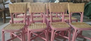 Chaise pour enfants en rotin avec des couleurs roses, design moderne, chaise d'hôtel, finition peinte en poudre pour une utilisation en intérieur et en extérieur - Product Image 5