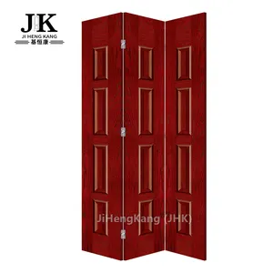 JHK-B08 ध्वनिरोधी आंतरिक तह दरवाजे थोक लकड़ी इंटीरियर Bifold दरवाजे सफेद प्राइमर वापस दरवाजा स्विंग MDF होटल देहाती