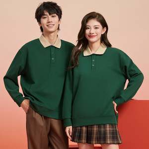 Custom Made Workwear Long Sleeve Crew Neck Sweatshirt Cotton Uniforms For Restaurant Staff Autumn Winter Beige Navy Blue - Product Image 4