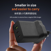 Adaptateur d'alimentation USB Type-C à 3 ports 65W Prise UE Charge rapide pour téléphones portables et ordinateurs portables Adaptateur de voyage PD 3.0