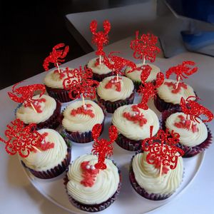 Adornos para cupcakes <span class=keywords><strong>de</strong></span> cangrejo <span class=keywords><strong>de</strong></span> río con purpurina roja, palillos para cupcakes con tema <span class=keywords><strong>de</strong></span> langosta para baby shower, decoración para fiestas <span class=keywords><strong>de</strong></span> cumpleaños - Product Image 5