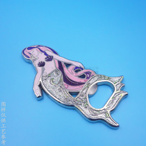 Abridor de Botellas con Diseño de Sirena, Imán para Refrigerador de Aleación de Zinc, Níquel Brillante, Diseño de Dibujos Animados, Decoración para el Hogar, Regalo de Cumpleaños - Product Image 2