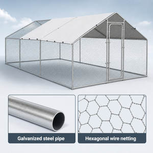 Grand enclos à poulets en métal massif, en <span class=keywords><strong>acier</strong></span> galvanisé, 6x3x2m, cage extérieure avec couverture imperméable, boîte verrouillable, tout inclus - Product Image 3