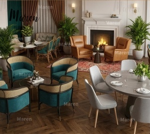Ensemble de mobilier commercial de luxe moderne pour hôtels, pizzerias, cafés et salons de thé, comprenant table et chaises de design rond, de style chinois. - Product Image 2