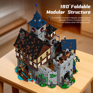 Bloques de construcción del castillo de Black Falcon, modelo de juguete, regalo de cumpleaños, casa en el bosque, casa, villa, vista de calle, para niñas - Product Image 6