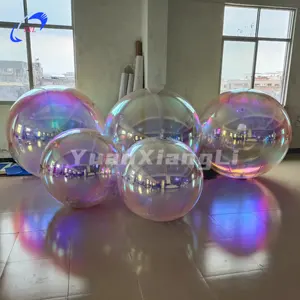 Events Wedding Party Decor PVC Big Shiny Metallic Mirror Inflatable Balls Gold Inflatable Mirror Ball Sphere Balloon For Sale