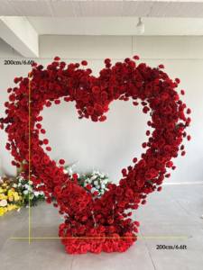 Arco Floreale a Forma di Cuore Personalizzato <span class=keywords><strong>con</strong></span> Supporto, Sfondo di Rose Artificiali per Decorazione Palco Matrimoniale 8 Piedi - Product Image 5