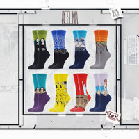 Automne Hiver Rétro Art Van Gogh Mural Monde Célèbre Peinture À L'huile Série Casual Mâle Chaussettes Chaude Nouvelle Collection