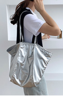 Sac à bandoulière fourre-tout en cuir Pu végétalien pour femme, élégant et métallisé, avec Logo personnalisé