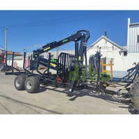 Grue Forestière Hydraulique Personnalisée de 7,8m avec Grappin à Bois, Machine Chargeuse de Bûches Mobile avec Béquille Hydraulique