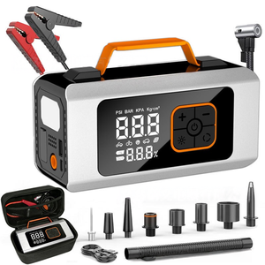 Compresseur d'air de voiture et démarreur de secours tout-en-un 24000mAh 12V 600A, batterie externe grande capacité pour voiture avec manomètre de pression des pneus - Product Image 1