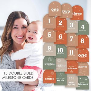 Arche de cadeau de douche de bébé imprimée double face Baby Milestone Age Photo Prop Beautiful Baby Monthly Milestone Card - Product Image 6