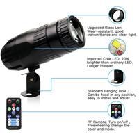 Mini projecteur LED RGBW 15W avec télécommande pour entrepôt, DJ, discothèque, bar, mariage, spectacles, culot E27, IP33, 110-240V