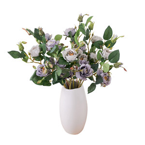 Bouquet de roses artificielles CallaFloral gris et violet foncé, branche unique, décoration intérieure, art mural, fleurs artificielles - Product Image 5