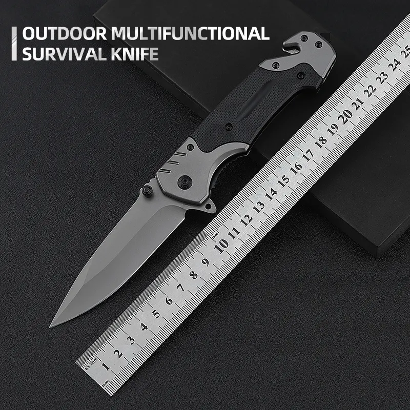 wholesale customized handle titanium blade outdoor pocket knife survival camping titanium folding knife
