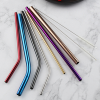 Pailles à boire en gros, ensemble de pailles réutilisables en acier inoxydable 304, pailles métalliques pour accessoires de bar à cocktails