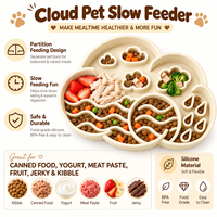 Station d'alimentation pour animaux de compagnie moderne et mignonne en forme de nuage, tapis en silicone pour nourriture avec bol séparé, facile à nettoyer, accessoires d'alimentation pour chiens et chats