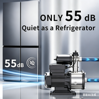 Pompe de surpression d'eau intelligente pour la maison, 50% d'économie d'énergie, pression constante, 55 dB ultra silencieuse pour la maison, la douche, l'irrigation