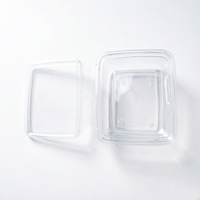 Emballage personnalisé transparent anti-buée à charnière en PET, inviolable, pour la découpe de gâteaux et de salades de fruits en supermarché