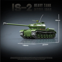 QuanGuan 100249 Tanque Pesado IS-2 Militar de la Segunda Guerra Mundial, Bloques de Construcción de Tanque Pesado de la Segunda Guerra Mundial, Juguetes para Niños, Regalos, Conjuntos de Bloques de Construcción