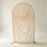 Housse en tissu pré-drapée pour structure en U, drapé en soie de lait froncé à la main pour décoration de toile de fond photo arquée pour baby shower et anniversaire