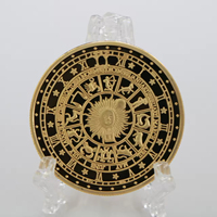 Pièce de monnaie plaquée or 24 carats personnalisée en gros, thème Tarot 12 Constellations Soleil Lune Porte-bonheur, à acheter pour un cadeau d'anniversaire