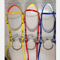 Horshi Nouveautés Fournitures Équestres Réglable En Cuir Verni Cheval Bride Cheval Halters, Rouge Jaune Bleu Blanc Couleur
