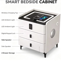 Table de chevet intelligente contemporaine équipée d'un éclairage LED, d'un verrouillage par mot de passe, d'un chargeur USB et d'un haut-parleur Bluetooth pour la maison, l'hôtel, la vente en gros