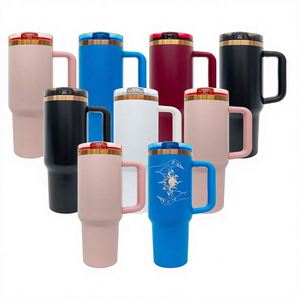 Vaso de Acero Inoxidable de 40 oz con Asa y Pajita Extraíble, a Prueba de Fugas, con Revestimiento de Cobre en la Parte Inferior, para Grabado Láser - Product Image 1