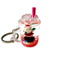Porte-clés personnalisé Père Noël et Élan à paillettes liquides, formes de bouteilles variées, en acrylique, pour sac cadeau de Noël et de fête