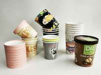 Récipients à dessert pour congélateur Récipient à dessert biodégradable jetable écologique avec cuillère Gobelets en papier pour crème glacée personnalisables