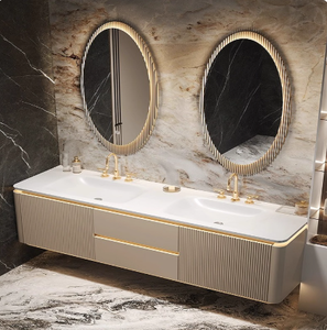 Lavabo doble todo en uno roble <span class=keywords><strong>inodoro</strong></span> lavabo gabinete crema aire baño vanidad <span class=keywords><strong>roca</strong></span> placa caliente curva combinación puerta basculante - Product Image 1
