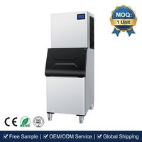 Máquina de Hielo en Cubitos de 300 kg con PLC y Compresor 220V, Fácil de Operar, Motor y Bomba de Agua para Bares Comerciales y Tiendas de Dulces