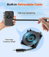 Adaptateur de voyage universel tout-en-un ultime avec chargeur rapide PD 70W, 3 ports Type-C/2 ports USB, ignifuge pour ordinateur portable, téléphone, appareil photo, écouteurs