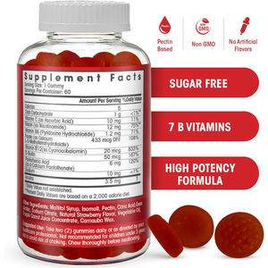 วิตามินบีรวมแบบกัมมี่สำหรับผู้ใหญ่และวัยรุ่น สูตรพรีเมียมวีแกน ความเข้มข้นสูง ผสมกรดโฟลิก บี<span class=keywords><strong>12</strong></span> บี6 ไบโอติน เพิ่มพลังงาน (ไม่เหมาะสำหรับเด็กแรกเกิด) - Product Image 4