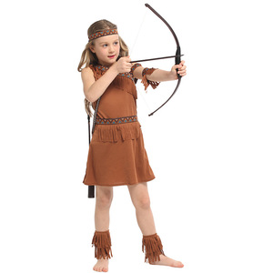 Costume da Principessa Indiana per Bambini 2022, Costume Indiano Marrone con Frange per Ragazzi e Ragazze ACDG-029 - Product Image 2