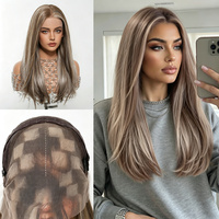 Perruque Lace Frontale Complète 13x6 en Soie Japonaise Légère, Raie Centrale, Cheveux Longs et Lisses Brun Foncé, Tendance, pour l'Export