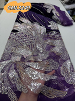 Tissu en dentelle africaine en velours de qualité supérieure avec perles et sequins de luxe pour vêtements de mariage sénégalais Inmyshop 2026