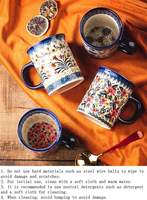 Tasse à café en céramique peinte à la main portable 14oz Design classique Sans plomb Sans cadmium Cadeau personnalisé Décoration de table Hôtel
