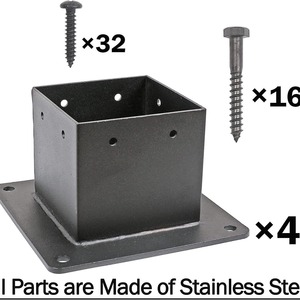 Support de fixation robuste pour poteau de gazebo en bois, finition noire mate, pour garde-corps de terrasse, quincaillerie extérieure durable - Product Image 3