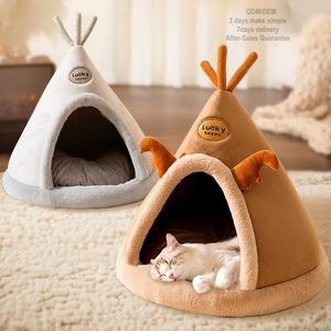 Pet Warm <b>Tent</b> Nest Rabbit Plush Crystal Velvet Looped Fleece Lining Multi-layer Solid Luxury Modern Anti-Slip Easy Clean - Product Image 1