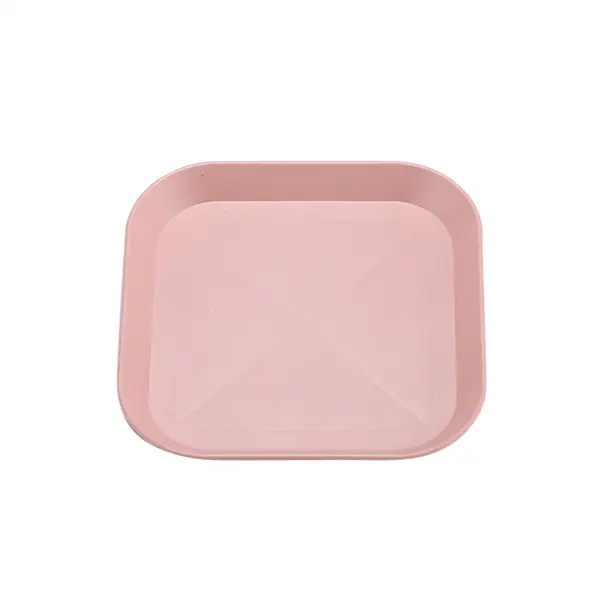 New Style Reusable Square Shape Unbreakable Plastic Wheat Straw Kids Plates Set With Customize Package